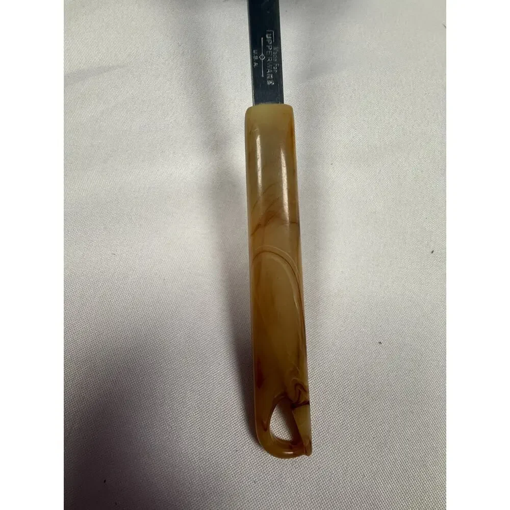 Vintage Tupperware Soup Ladle Mid Century Kitchen Utensil Marbled Handle USA